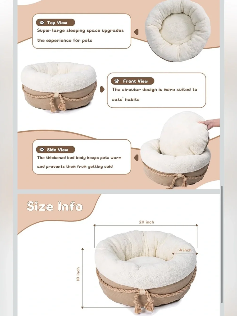 Plush Cat Bed or Small Dog Bed